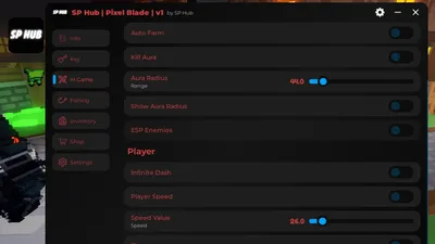 Pixel Blade SP Hub v1 Kill Aura, Auto Farm, Auto Fishing