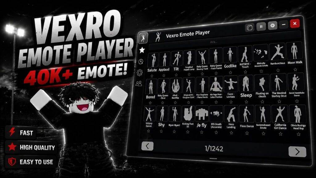 [V4] Vexro Emote Player 40K+ Emotes Keyless - Roblox Script