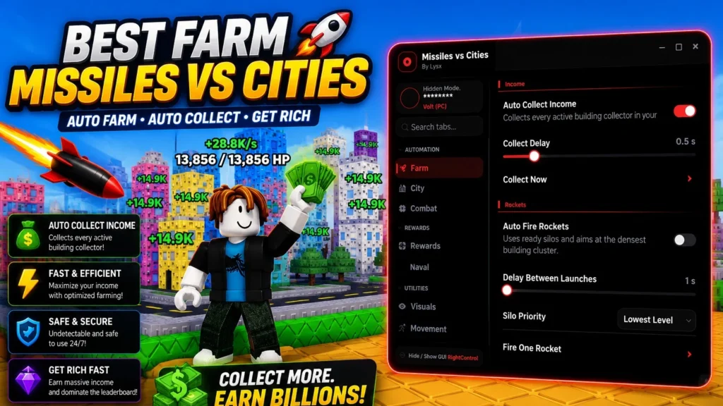Auto Collect cash, auto Buy Upgrades And More SyneroxHud - Roblox Script
