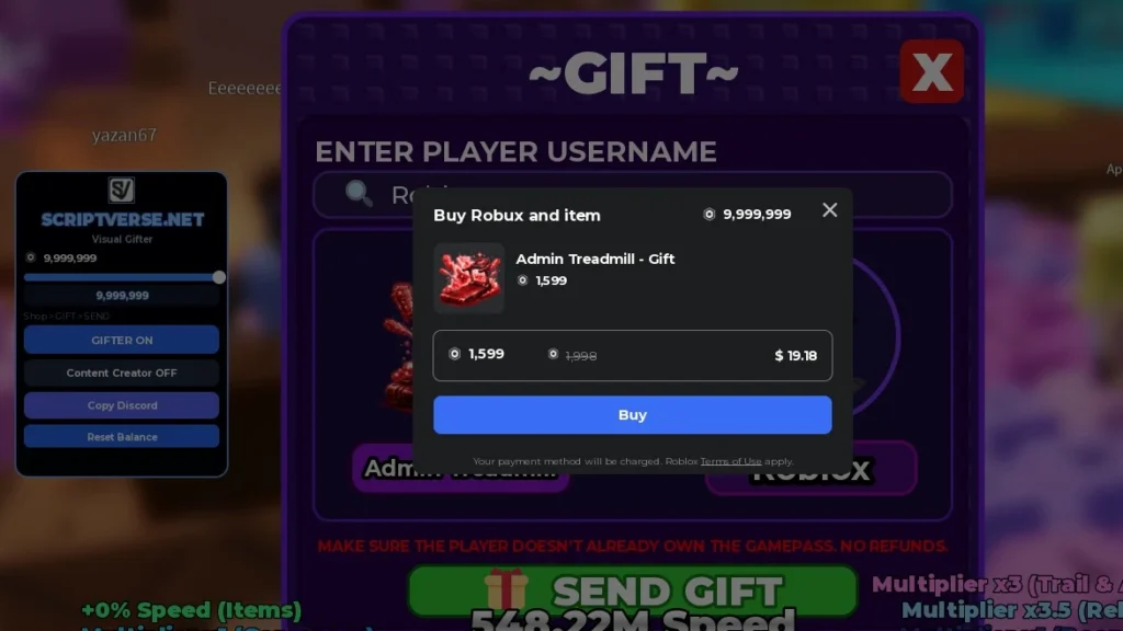 +1 Speed Keyboard Escape – Free Gamepass Gifter - Roblox Script