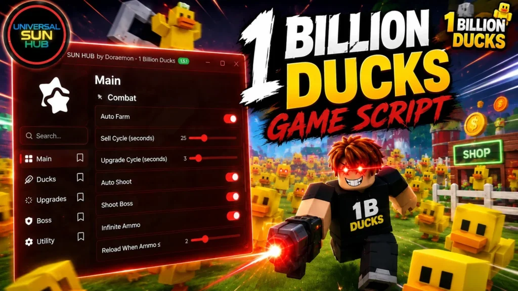 UNIVERSAL SUN HUB 1 BILLION DUCKS SCRIPT - Roblox Script