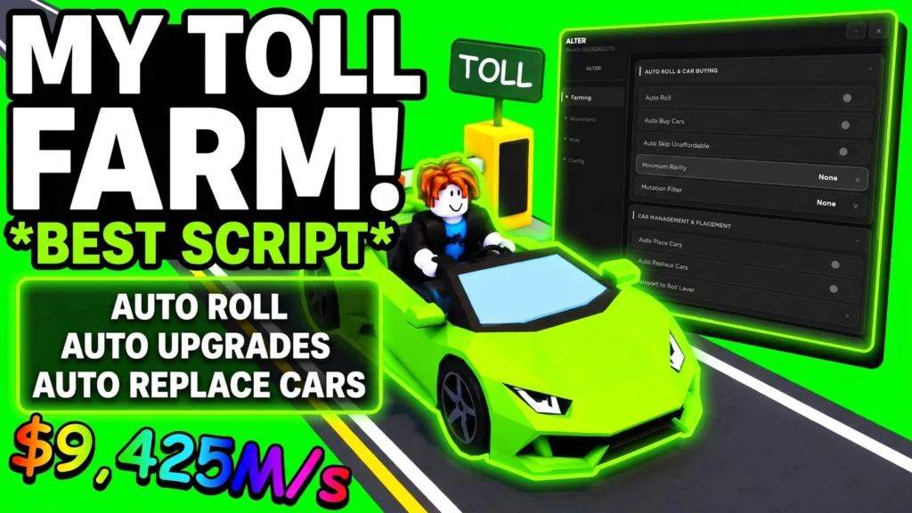 MY TOLL FARM! OP SCRIPT AUTO ROLL AUTO UPGRADE AUTO REPLACE - Roblox Script