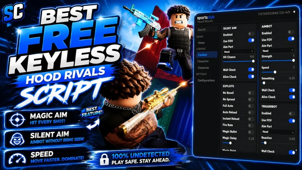 Free Hood Rivals Script | Magic Bullet, Silent Aim, Speed - Roblox Script