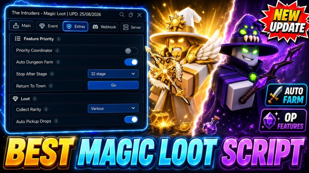 Magic Loot Auto Farm — Dungeon, Dragon Hunt, Potions, ESP - Roblox Script