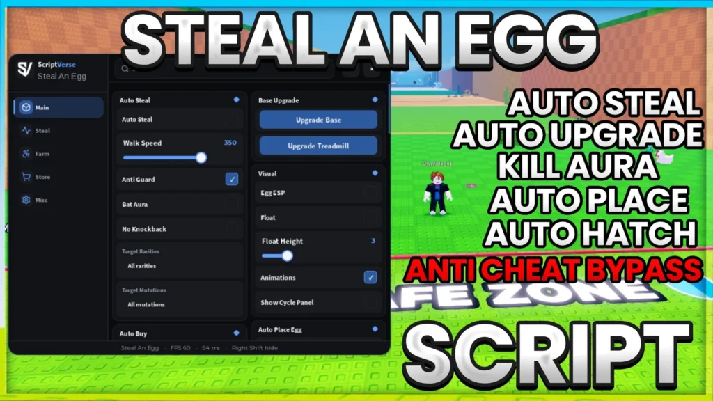 STEAL AN EGG – ANTI CHEAT BYPASS / CAN’T GET CAUGHT / MORE - Roblox Script