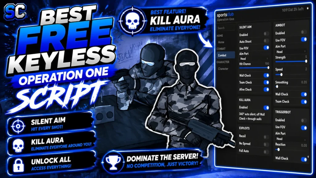 Free Operation One Script | Kill Aura, Silent Aim, All Skins - Roblox Script