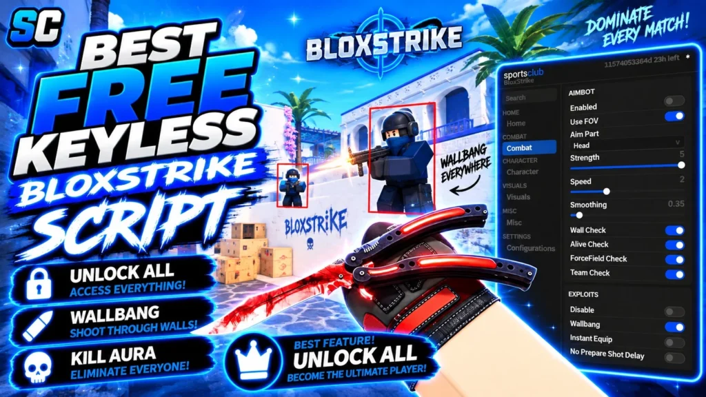 Free Bloxstrike Script | Unlock All, Kill Aura, Wallbang - Roblox Script
