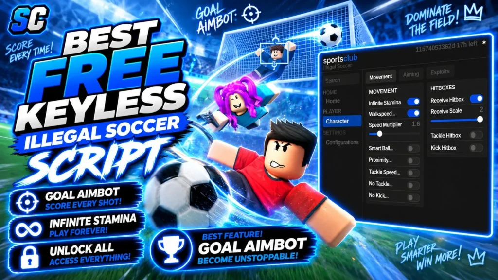 Free Illegal Soccer Script | Goal Aimbot, Unlock All, Speed - Roblox Script