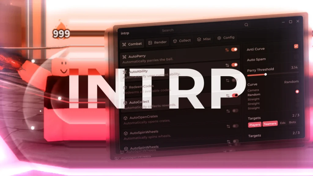[PAID] INTRP | AutoParry, AntiCurve, AutoSpam, AutoAbility - Roblox Script