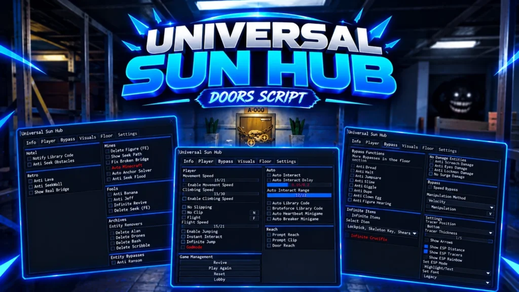 Universal Sun Hub || Doors || Archives + all floor - Roblox Script