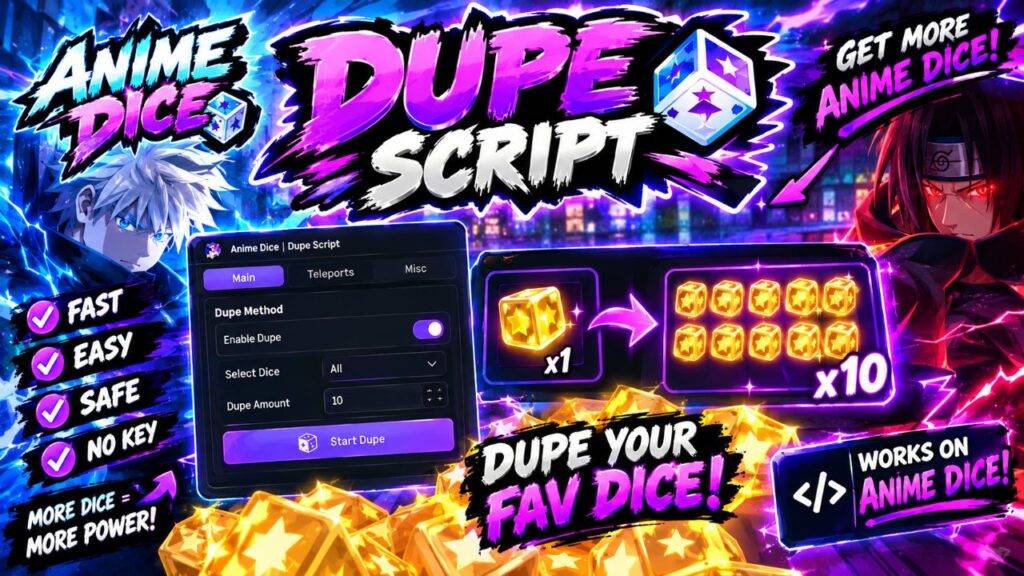 🎲 ANIME DICE SCRIPT | JP DUPES | LUCK MULTIPLYER🍀 - Roblox Script